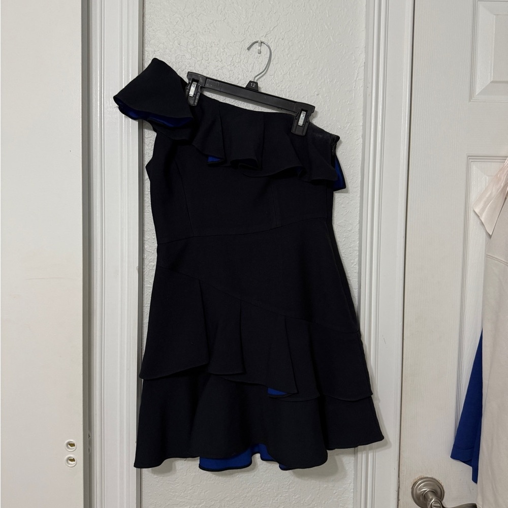 BCBGMaxAzria Black Asymmetrical One-Shoulder Cocktail Dress